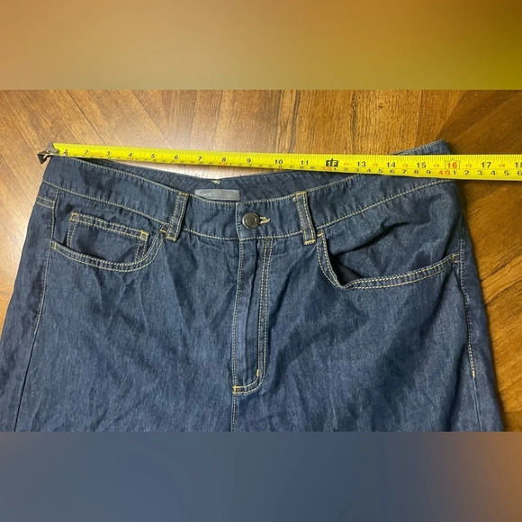 Vince. Dark Wash Lightweight Cropped Denim Jeans Cuffed Hem Luxe Size 12 - Picture 4 of 8